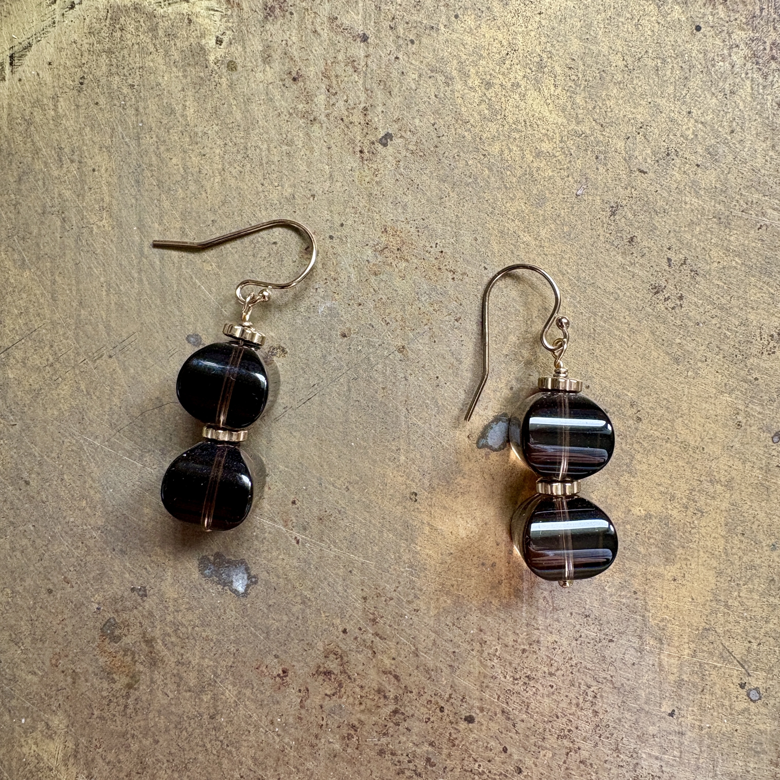 boucles-d-oreilles-quartz-fume-gold-filled