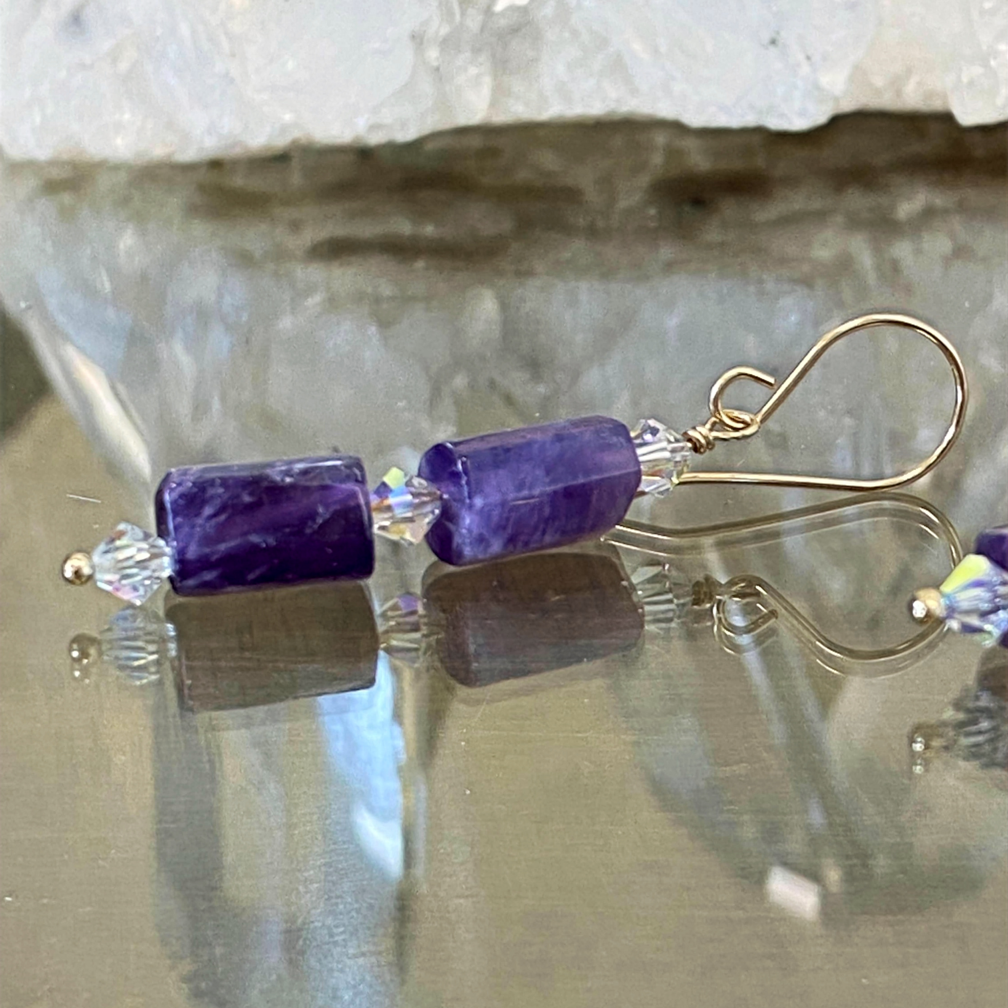 Boucles d’oreilles en améthyste et cristal Swarovski 3