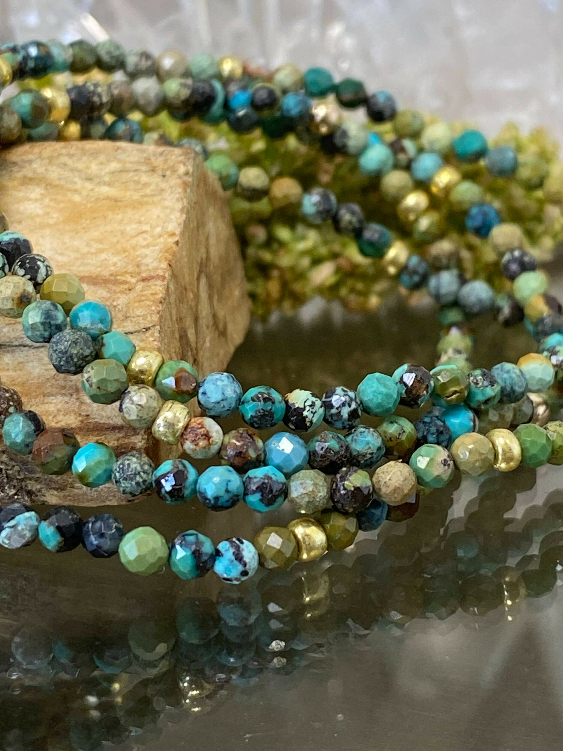 Bracelet fin en turquoise facettée, 3 mm 3