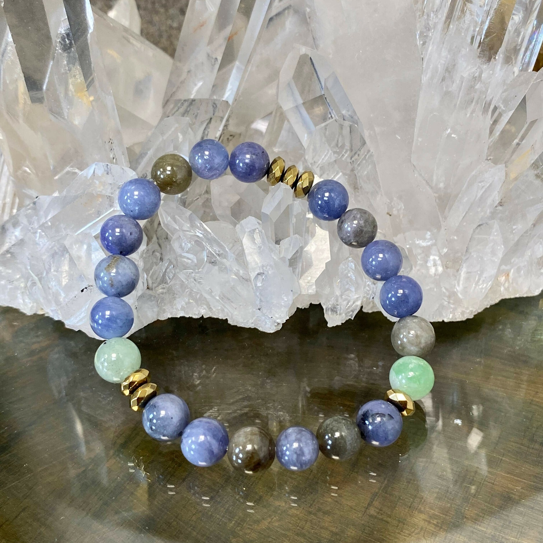 Bracelet en tanzanite et hématite, 8 mm 3