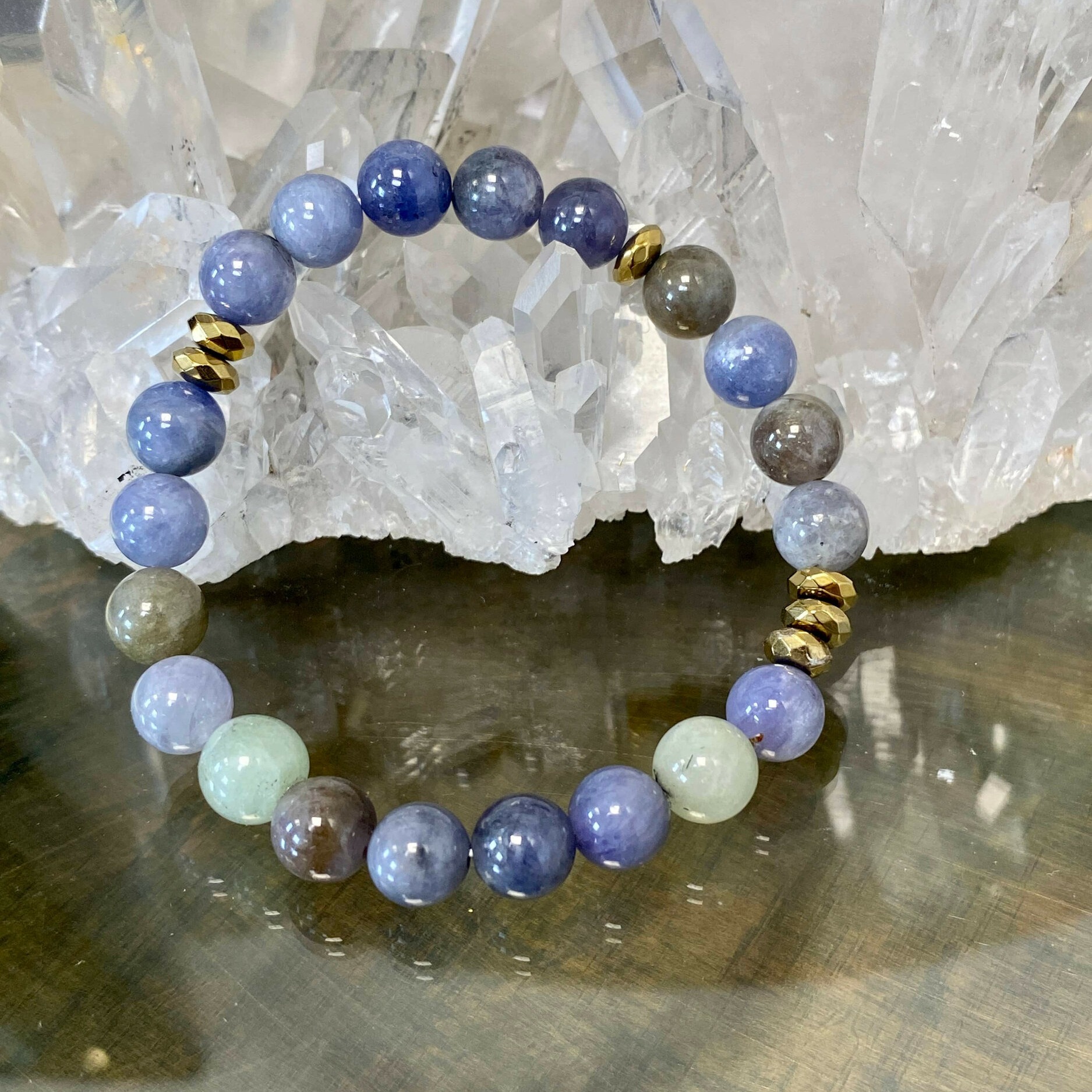 Bracelet en tanzanite et hématite, 8 mm 4