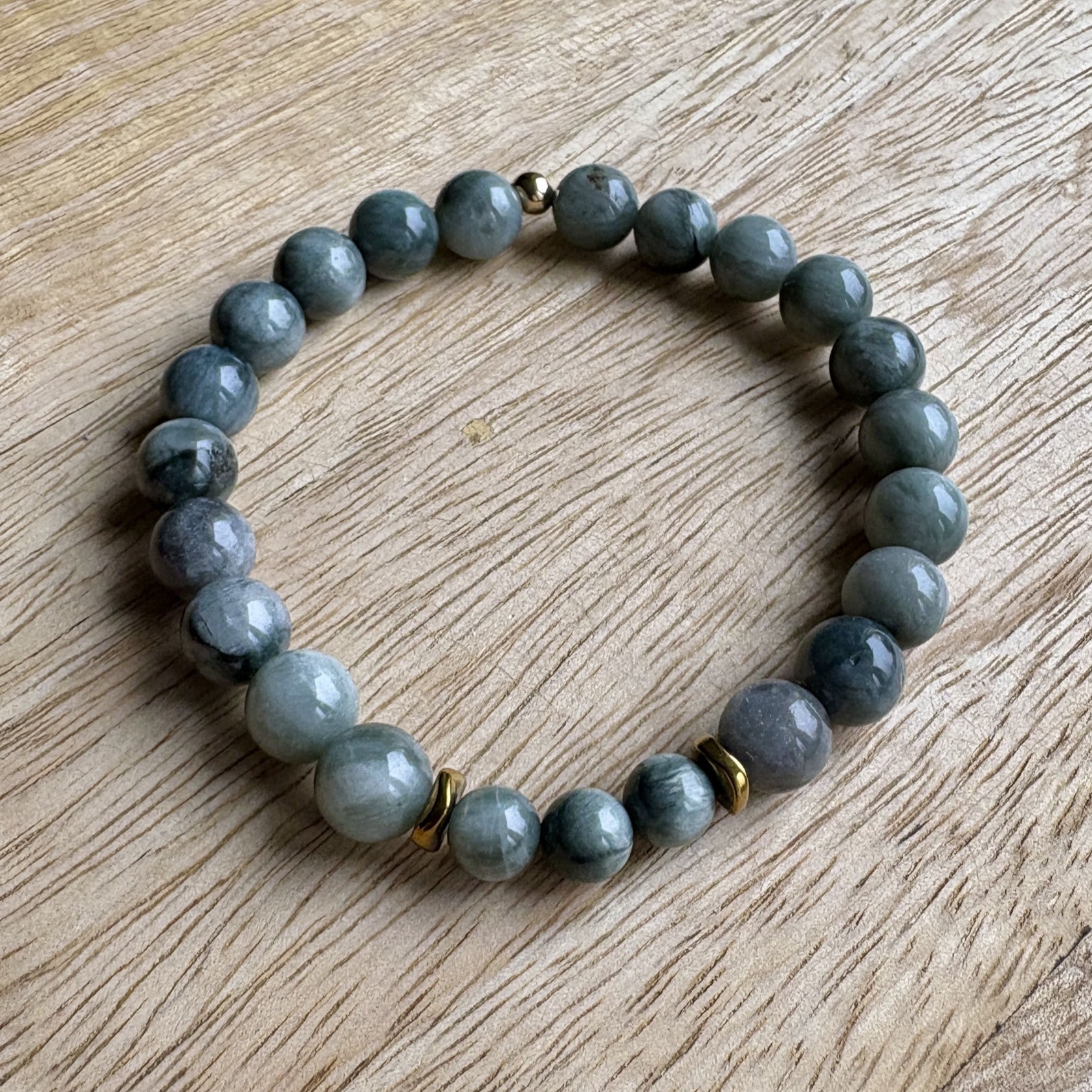Bracelets en œil de chat et hématite dorée 5