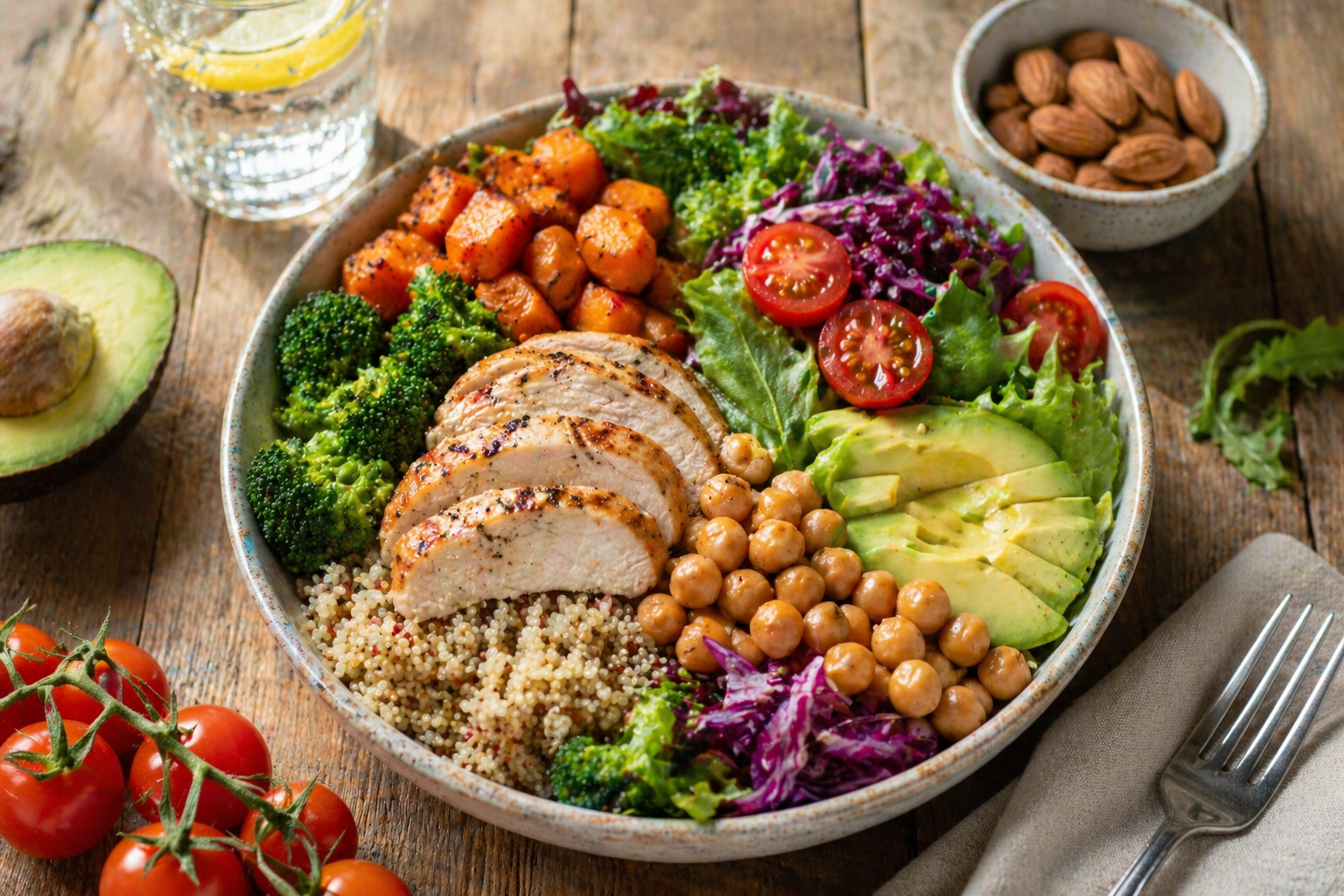 repas sain equilibre proteines maigres legumes quinoa jpg