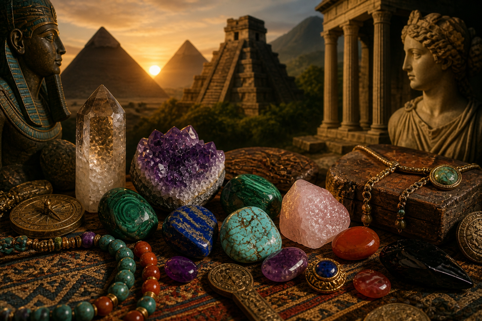 Pierres naturelles et bijoux anciens évoquant leur histoire