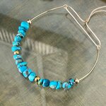 Jonc en turquoises naturelles et or laminé 14 carats