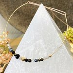 Jonc en labradorite, obsidienne, pyrite et térahertz avec perles dorées