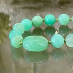 Bracelet en chrysoprase AAA et or laminé, pièce unique 3