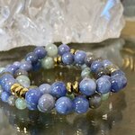 Bracelet en tanzanite et hématite, 8 mm