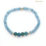 Bracelet artisanal en calcédoine et apatite avec finitions gold filled