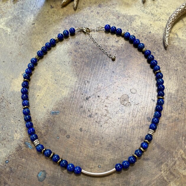 collier ras du cou lapis lazuli hématite