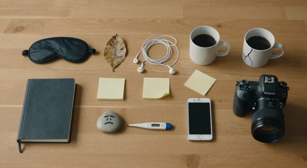 objets symbolisant fatigue et stress