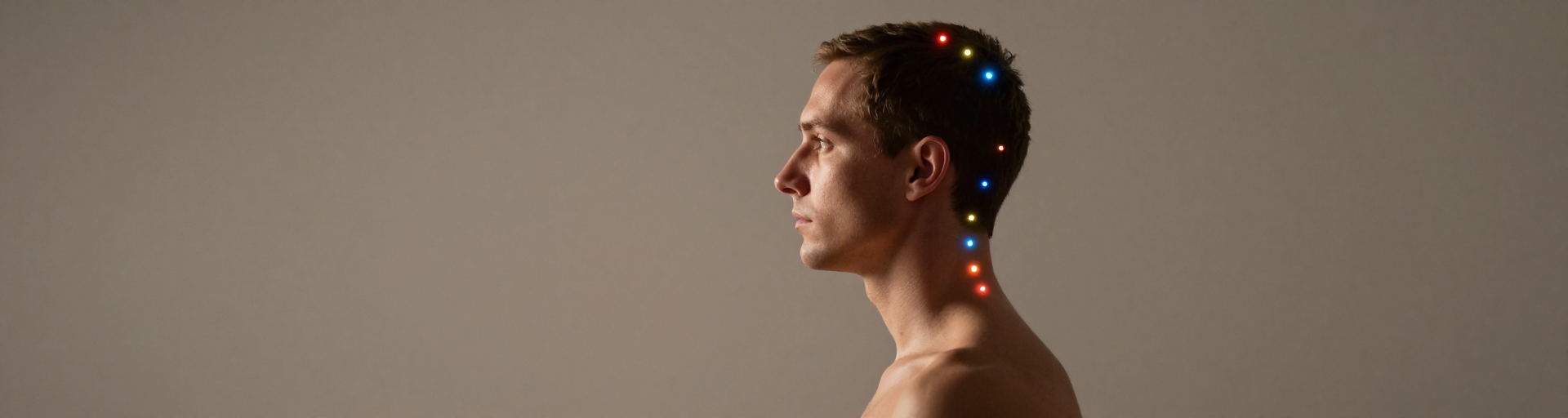 portrait contemplatif avec lumieres chakras