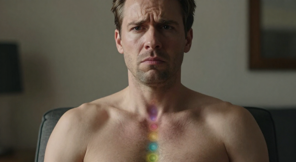 portrait d un homme et chakras bloques