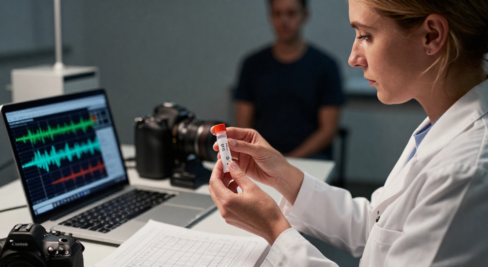 scientifique en laboratoire et meditant