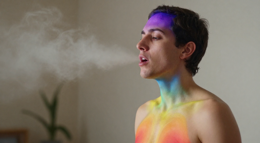 personne chantant et chakras visibles