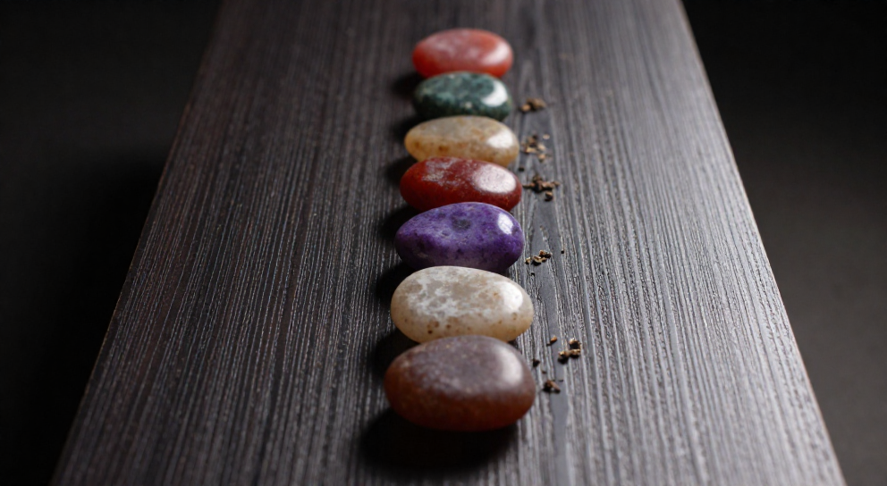 sept pierres chakras ordonnees