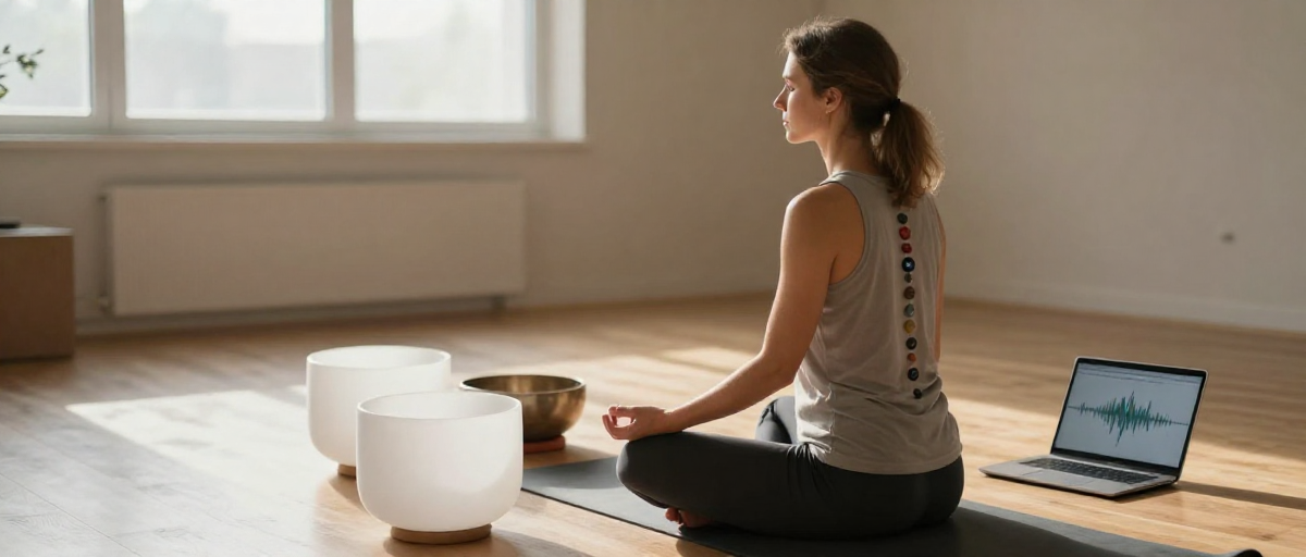 femme meditant dans un studio minimaliste