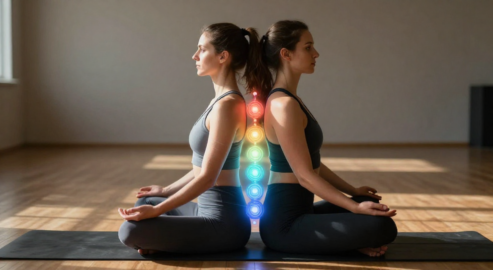 deux yogis dos a dos chakras