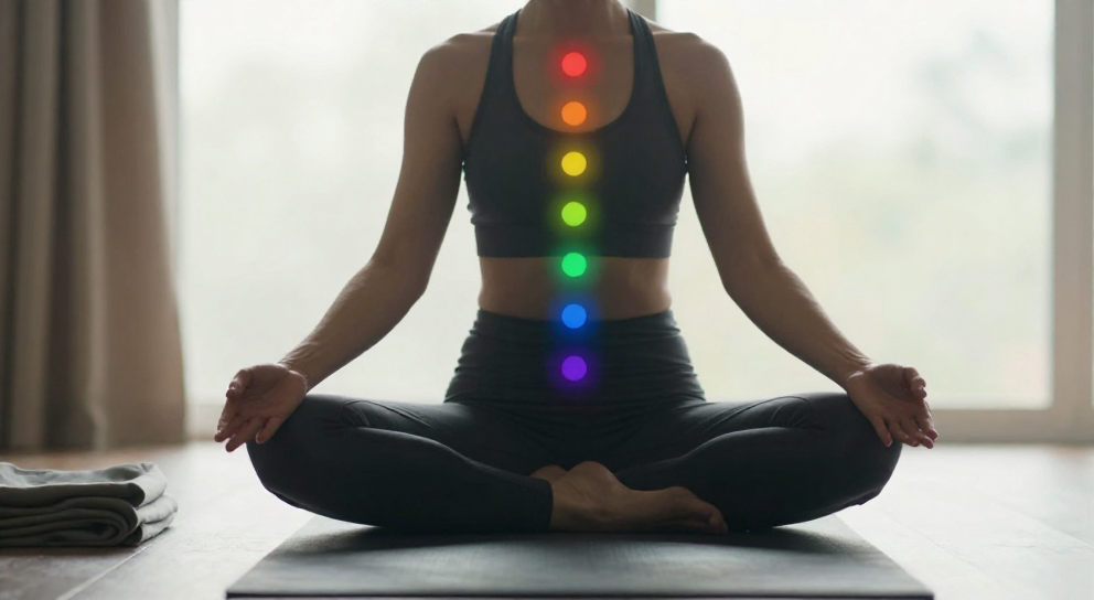 femme caucasienne yoga chakra lumineux