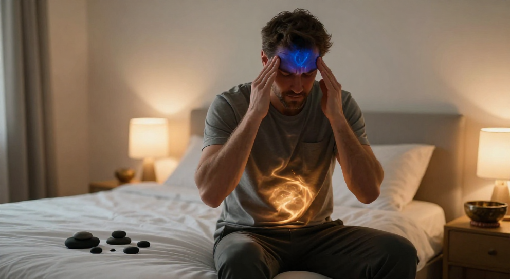 homme anxieux sur le lit