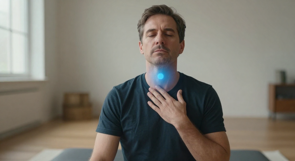 homme posant en studio chakra gorge