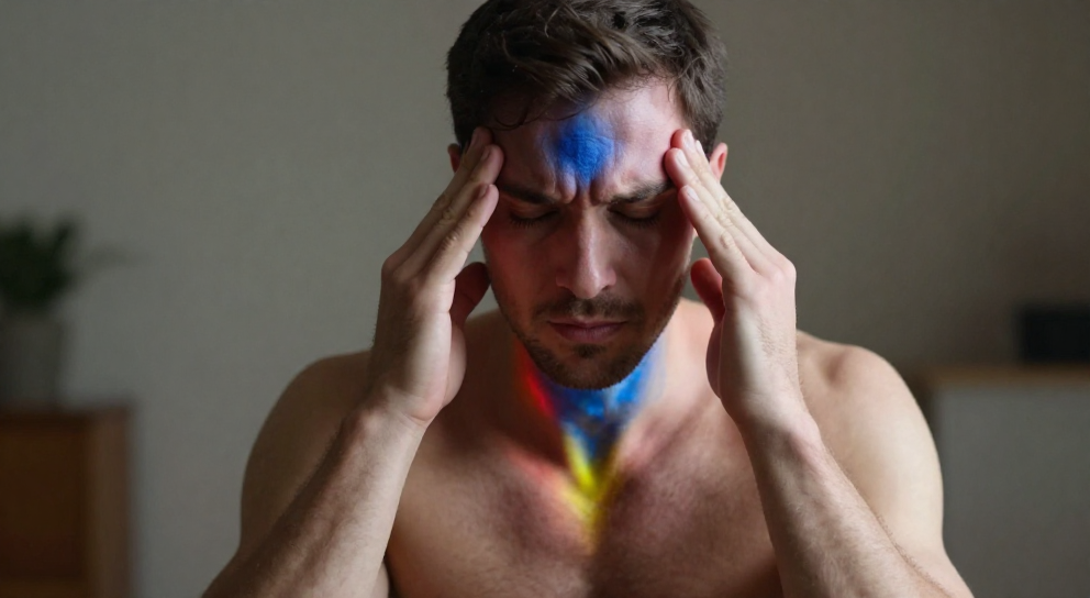 homme tendu dans piece intime