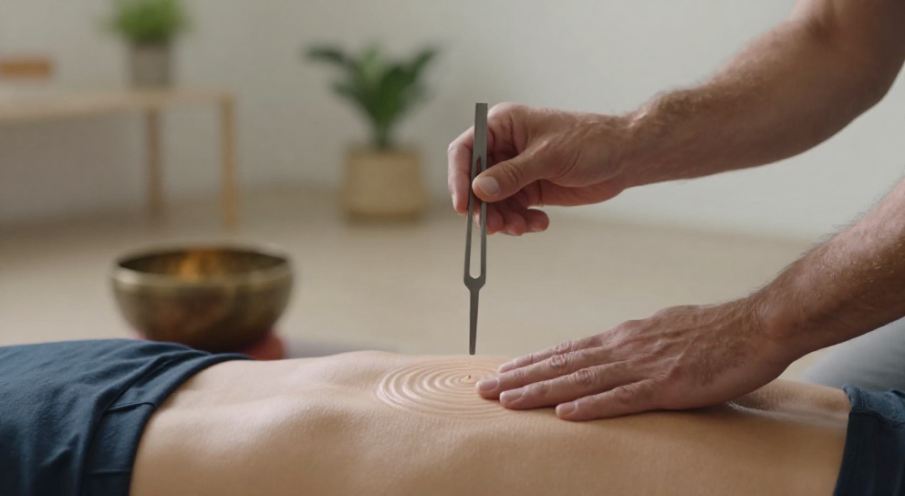 praticien et client proche du chakra racine