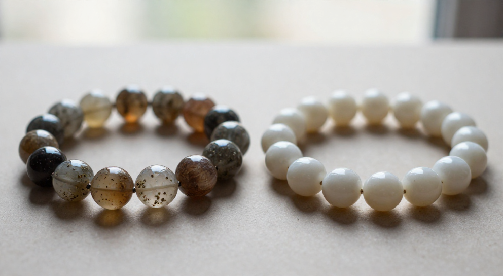deux bracelets chakras contrastes