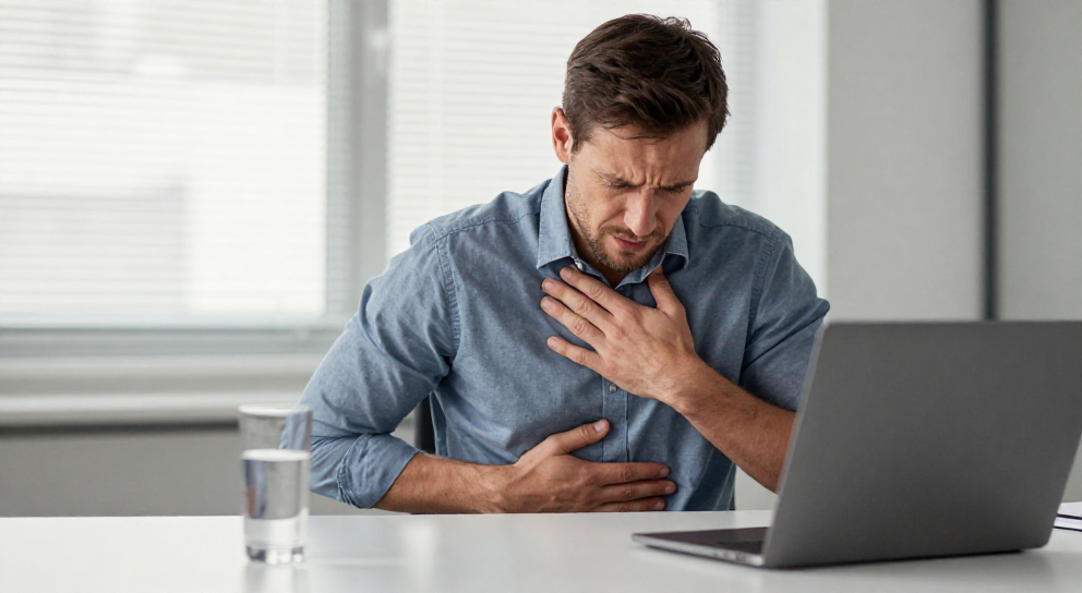 homme anxieux au bureau
