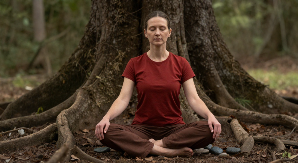 meditation chakra racine pres d un arbre