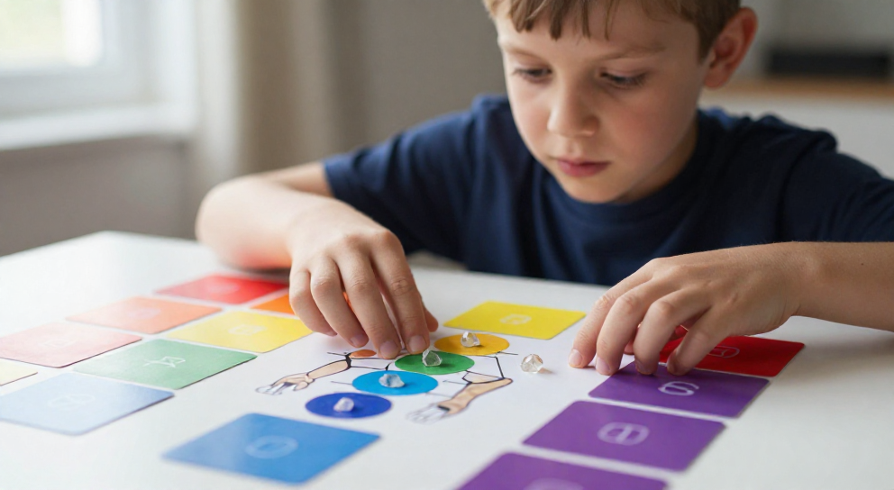 enfant observant les chakras colores