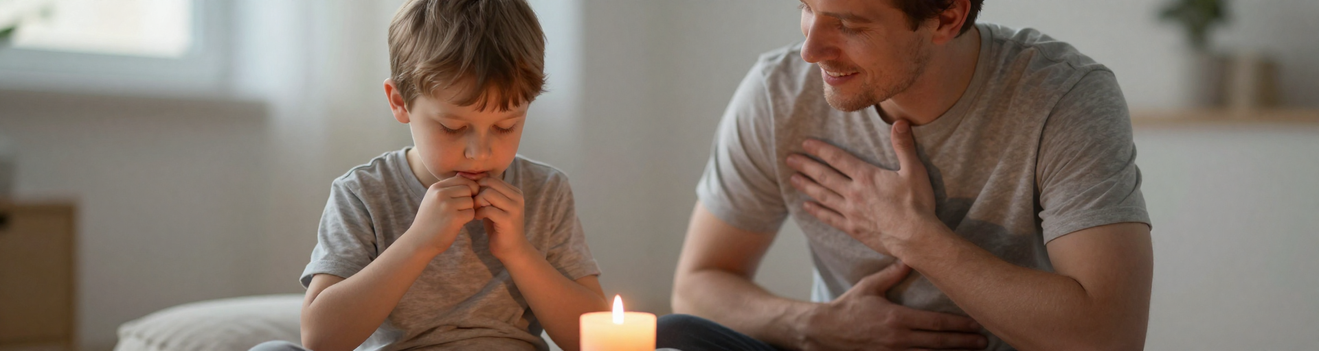 enfant et parent en respiration bougie