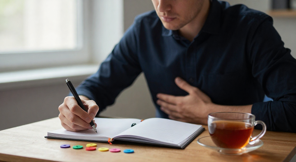 personne au bureau chakras visibles