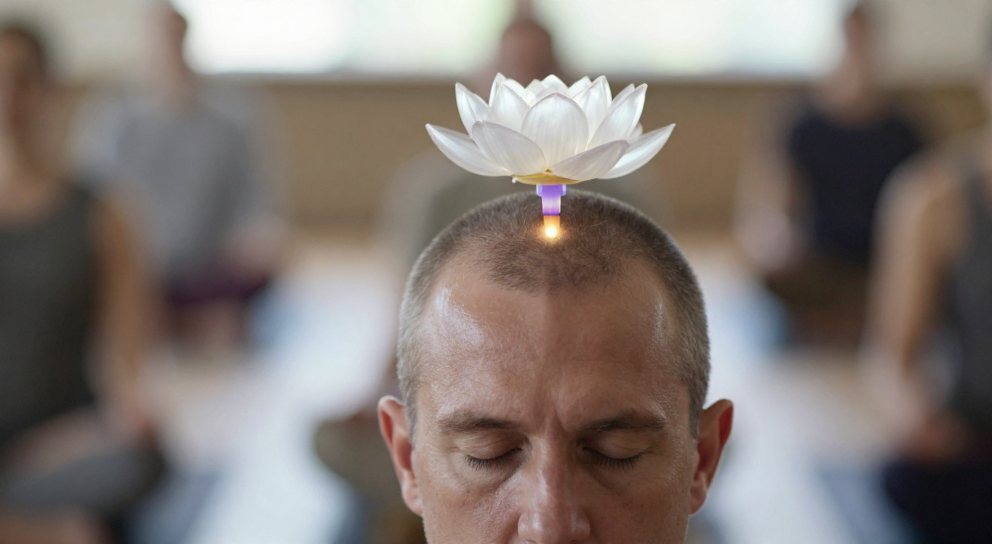 meditation du chakra couronne en gros plan