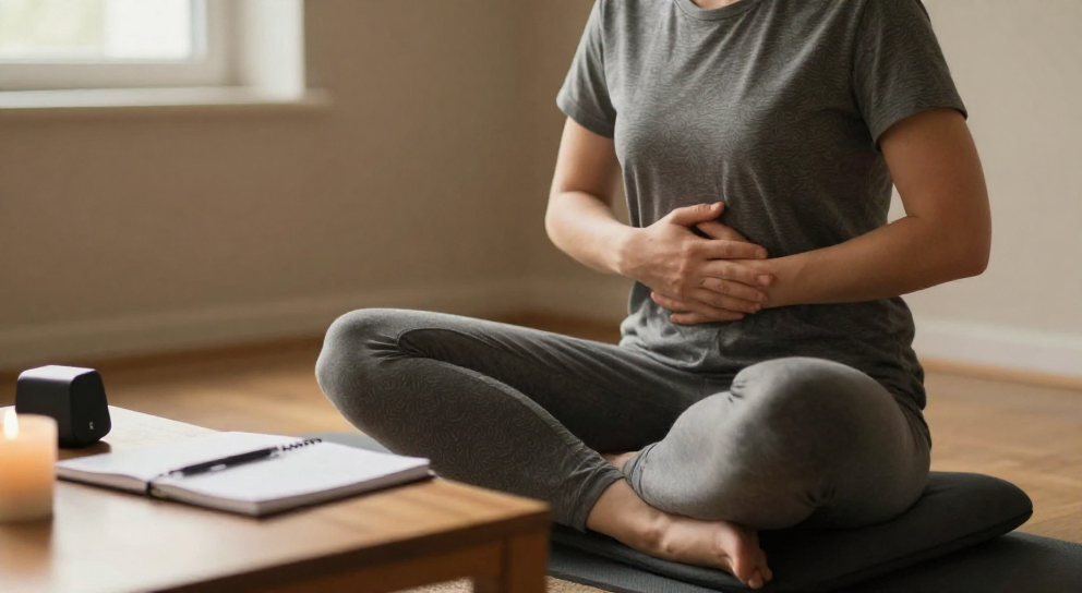 personne meditant sur coussin