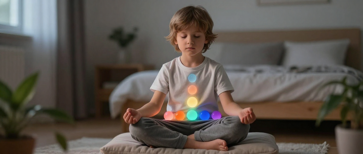 enfant en meditation chakras calmes