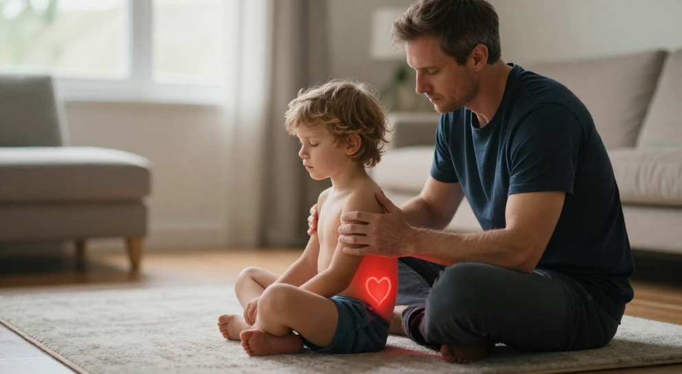 parent et enfant meditant ensemble