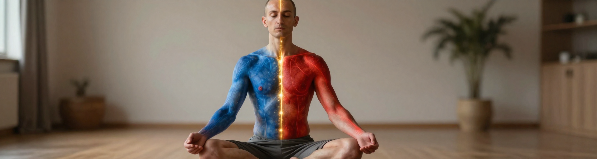 yogi en padmasana avec canaux lumineux