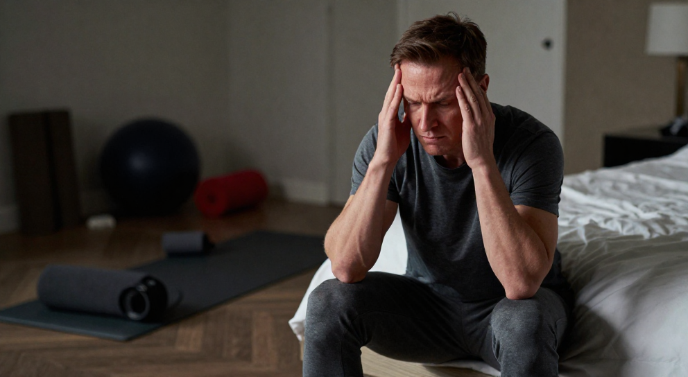 personne tendue avec accessoires de yoga