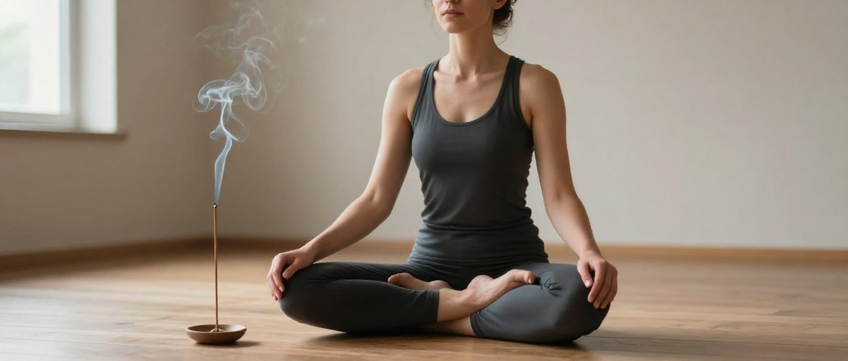 personne assise en lotus dans une piece minimaliste