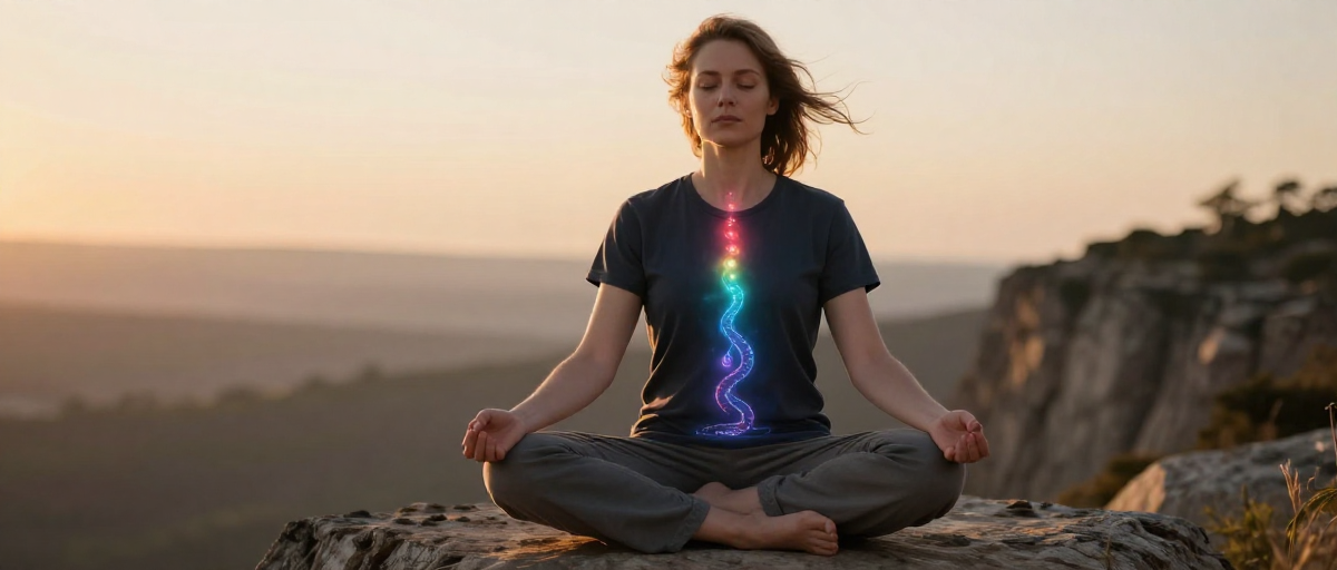 personne meditant sur une falaise au coucher