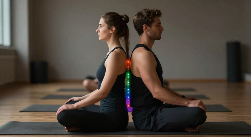 couple assis dos a dos en yoga