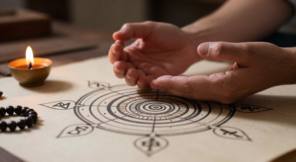 chakra mudra et papier ancien