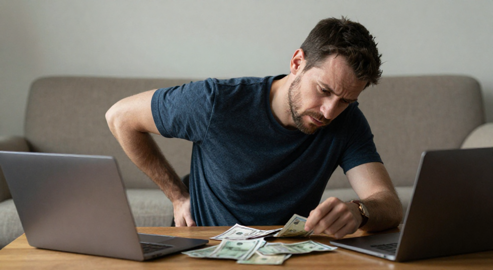 homme fatigue devant des factures