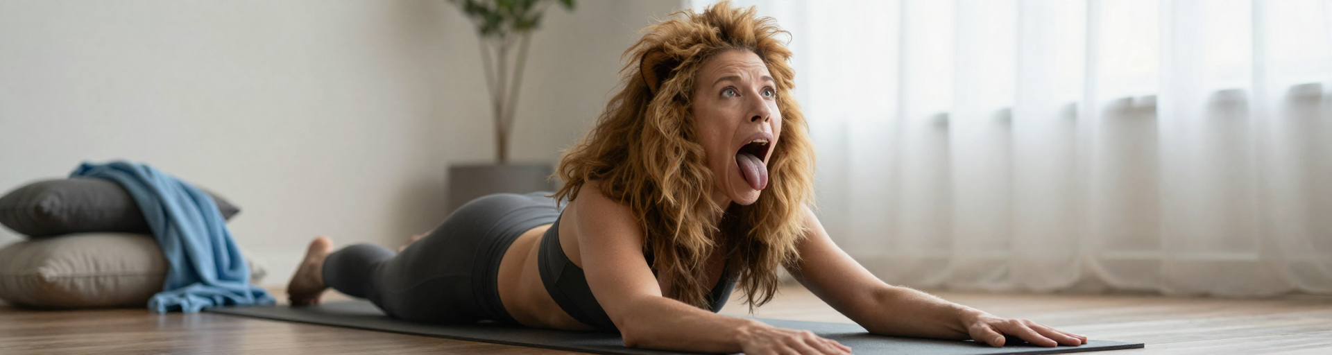 femme en yoga lion pose liberation vocale