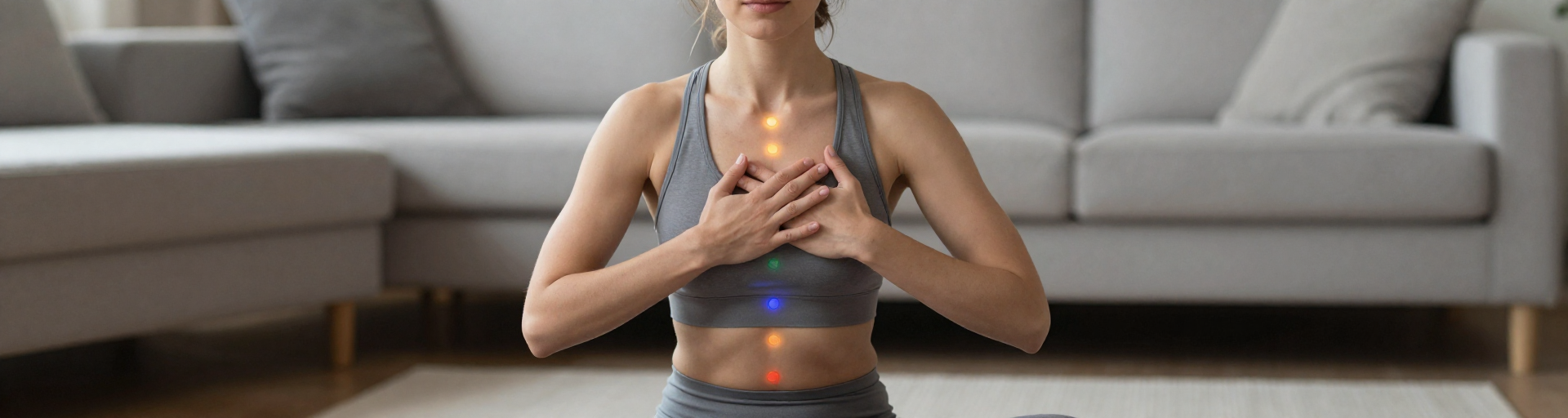 femme yoga chakras lumineux coeur