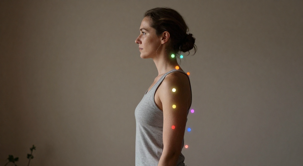 profil d une femme avec chakras lumineux