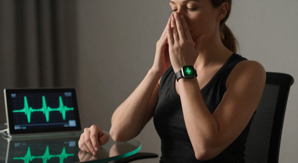 femme calme en respiration cardiaque