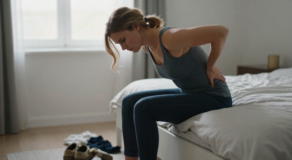 femme anxieuse sur le lit