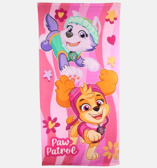 serviette-de-plage-paw-patrol-rose